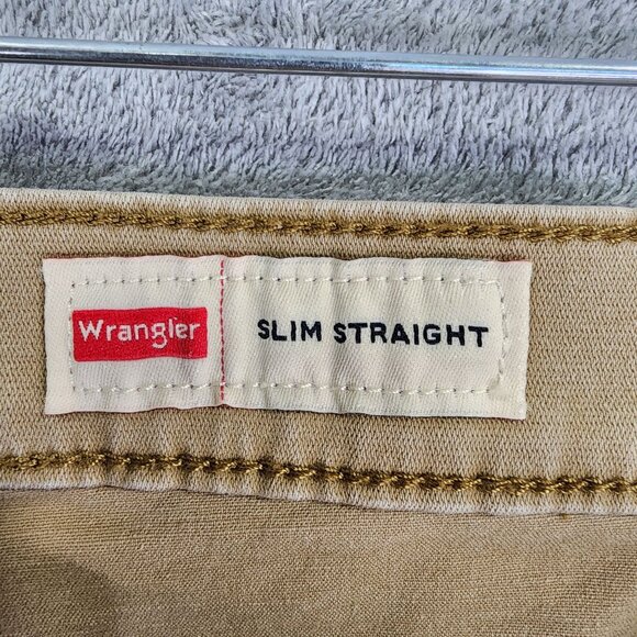 Mens Wrangler Slim Straight Khaki Pants Cotton Spandex Stretch Size 42x30 - Picture 3 of 10